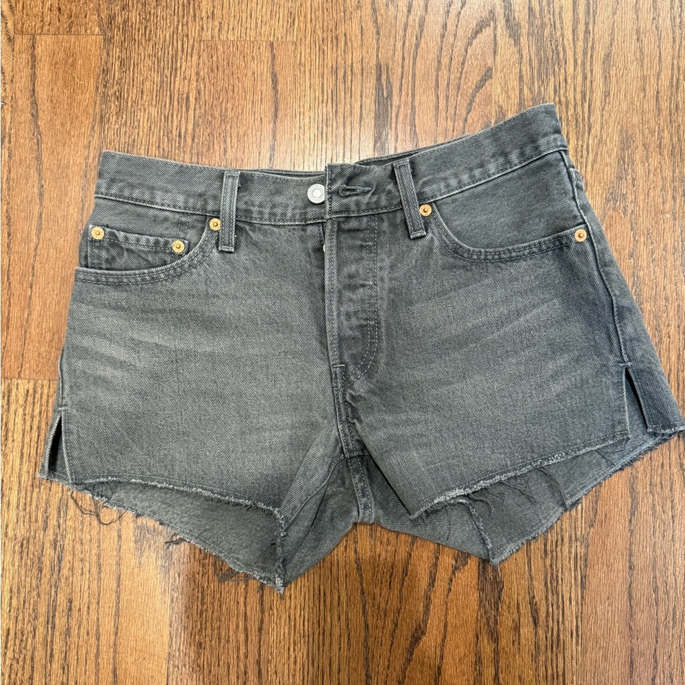 Levi's Classic 501 faded black cutoff jean shorts (26) - $20